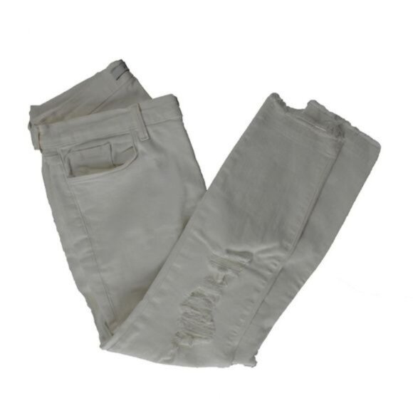 J Brand Distressed White Stretchy Jeans - Picture 1 of 3